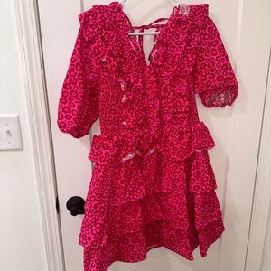 Pink floral ruffle dress